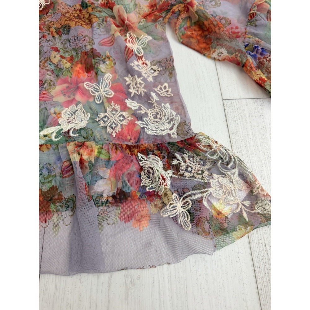 NWT Johnny Was Mae Floral Mesh Top w/ Slip Sz M Embroidered Asteria Floral $298 - Picture 6 of 15